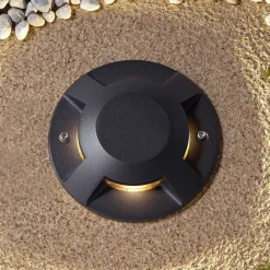 Lucande gulv-spotlight med LED Jeffrey, sort, 4 lysudgange