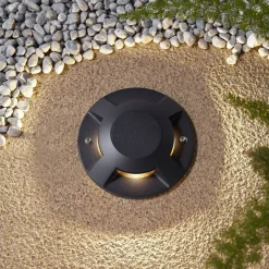 Lucande gulv-spotlight med LED Jeffrey, sort, 4 lysudgange