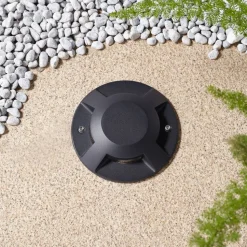 Lucande gulv-spotlight med LED Jeffrey, sort, 4 lysudgange