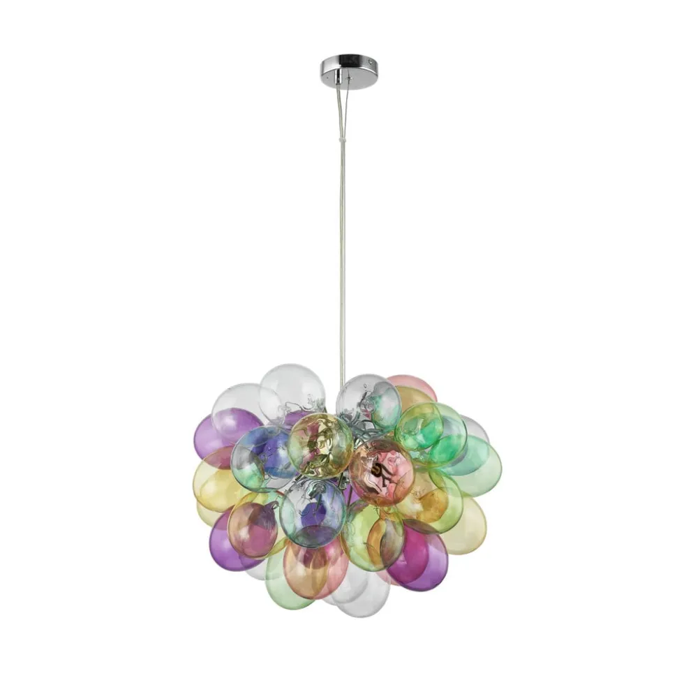 Lucande hængelampe Diborah, Ø 50 cm, farvet, glas, G9