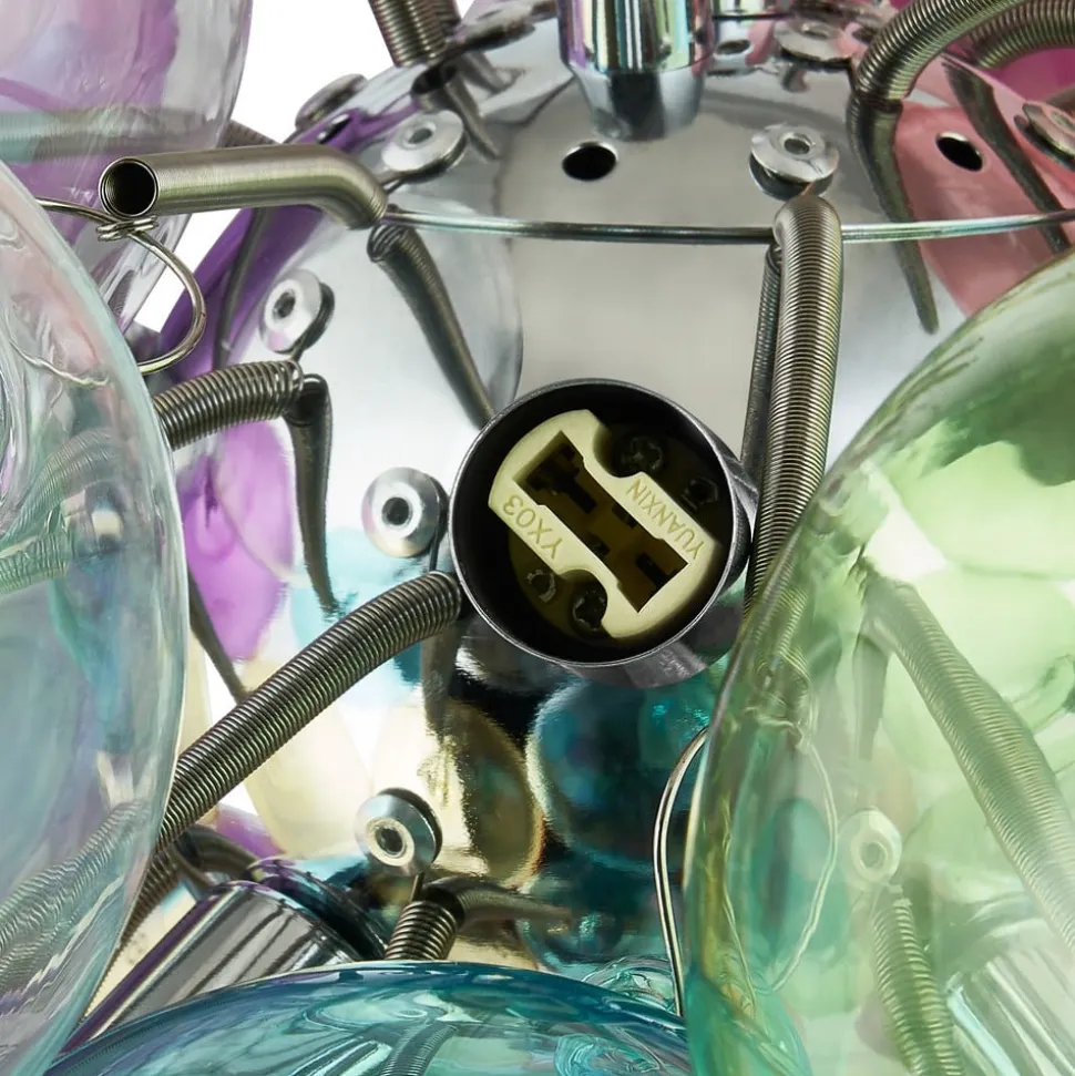 Lucande hængelampe Diborah, Ø 50 cm, farvet, glas, G9