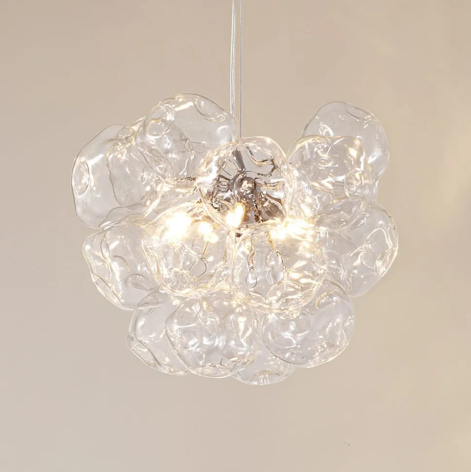 Lucande hængelampe Diborah, klar, Ø 43 cm, glas, G9