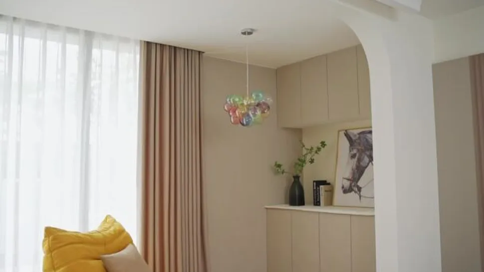 Lucande hængelampe Diborah, Ø 40 cm, farvet, glas, G9