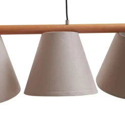 Lucande hængelampe Jinda, grå, træ, stof, 120 cm, E27