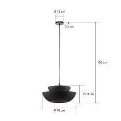 Lucande hængelampe Kellina, Ø 48 cm, sort, metal