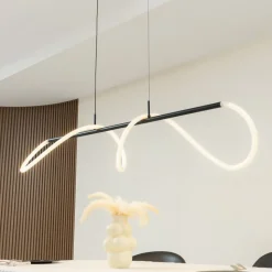 Lucande hængelampe Kisune, sort/hvid, metal