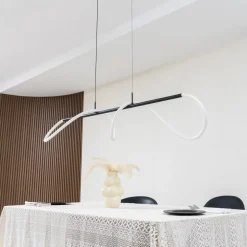 Lucande hængelampe Kisune, sort/hvid, metal