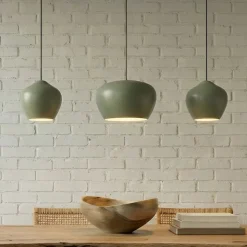 Lucande hængelampe Malisa, grøn, 3 lyskilder, metal, længde 90 cm