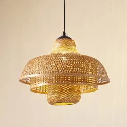 Lucande hængelampe Rasmina, bambus, Ø 50 cm, 1 lyskilde