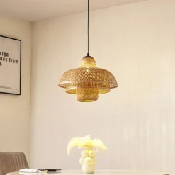 Lucande hængelampe Rasmina, bambus, Ø 50 cm, 1 lyskilde