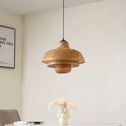 Lucande hængelampe Rasmina, bambus, Ø 50 cm, 1 lyskilde