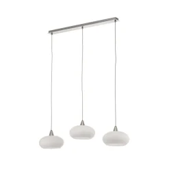 Lucande hængelampe Sharvil, 3 lyskilder, hvid, glas, 97 cm