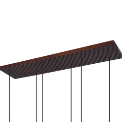 Lucande hængelampe Veloura, 6 lyskilder, 100 cm, glas, træ