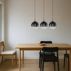 Lucande hængelampe Veloura, 3 lyskilder, 84 cm, glas, træ