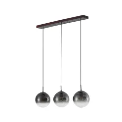 Lucande hængelampe Veloura, 3 lyskilder, 84 cm, glas, træ