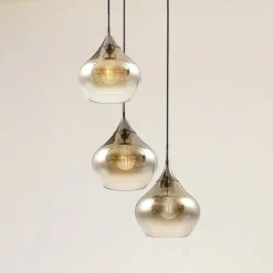 Lucande Jarven hængelampe, 3 lyskilder, sort, glas