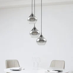 Lucande Jarven hængelampe, 3 lyskilder, sort, glas