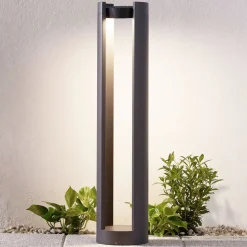 Lucande LED pullert Dylen, grå, metal, 80 cm, IP65