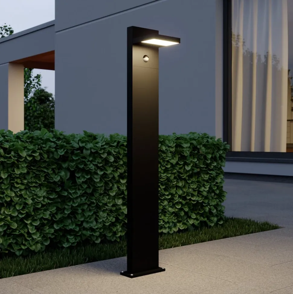 Lucande LED pullert Silvan, 100 cm, sensor, antracit