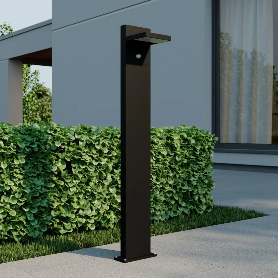 Lucande LED pullert Silvan, 100 cm, sensor, antracit