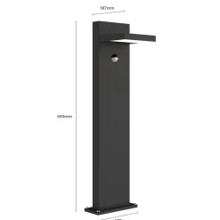 Lucande LED pullert Silvan, 65 cm, sensor, antracit