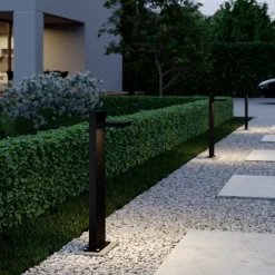 Lucande LED pullert Silvan, 65 cm, antracit, metal