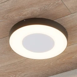 Lucande LED udendørs loftlampe Sora, rund, sensor, IP54
