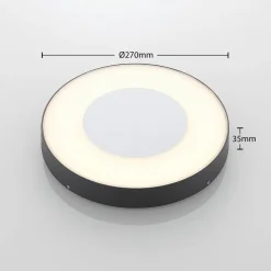 Lucande LED udendørs loftlampe Sora, rund, sensor, IP54