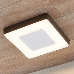 Lucande LED udendørs loftlampe Sora, kantet, sensor, IP54