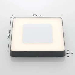 Lucande LED udendørs loftlampe Sora, kantet, sensor, IP54