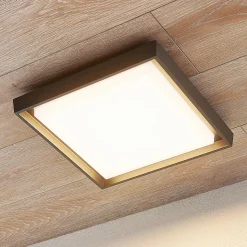 Lucande LED udendørs loftlampe Birta, mørkegrå, IP54, 34 cm