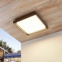 Lucande LED udendørs loftlampe Birta, mørkegrå, IP54, 34 cm
