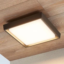 Lucande LED udendørs loftlampe Birta, mørkegrå, 27 cm, IP54