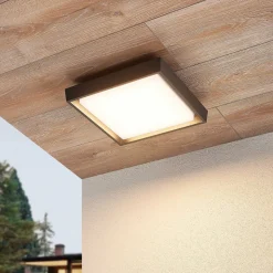 Lucande LED udendørs loftlampe Birta, mørkegrå, 27 cm, IP54