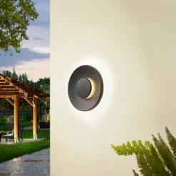 Lucande LED udendørs væglampe Kayana, sort, aluminium, 24 cm