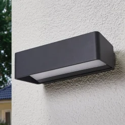 Lucande LED udendørs væglampe Midvig, mørkegrå, kantet, IP65