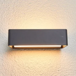 Lucande LED udendørs væglampe Midvig, mørkegrå, kantet, IP65