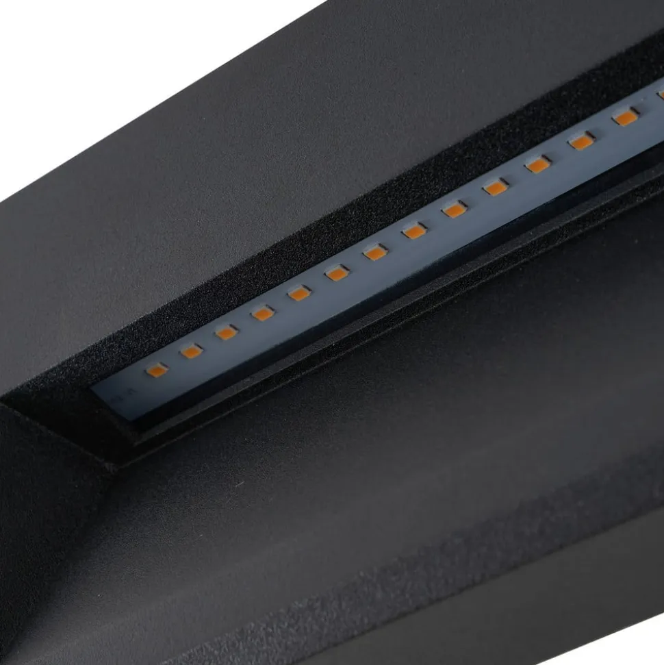 Lucande LED udendørs væglampe Weno, sort, aluminium, IP65