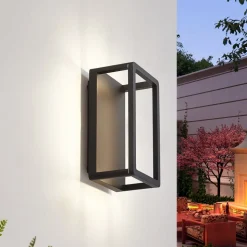 Lucande LED udendørs væglampe Thorvid, højde 26 cm, sort