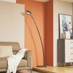 Lucande LED-buelampe Boga, sort, metal, dæmpbar