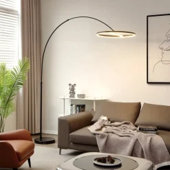 Lucande LED-buelampe Virvera, rund, sort, metal