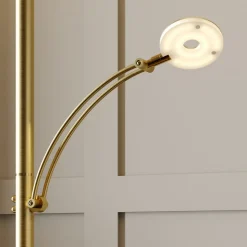 Lucande LED-gulvlampe Anniki, messing, justerbar, dæmpbar