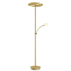 Lucande LED-gulvlampe Anniki, messing, justerbar, dæmpbar