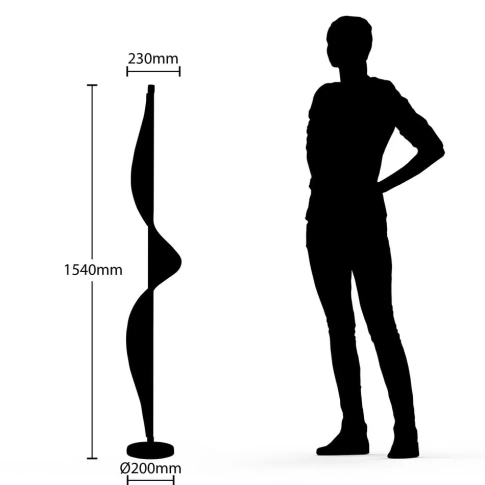 Lucande LED-gulvlampe Edano, 154 cm, hvid, tekstil, dæmpbar