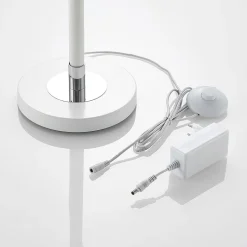 Lucande LED-gulvlampe Edano, 154 cm, hvid, tekstil, dæmpbar