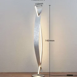 Lucande LED-gulvlampe Marija, sølv, dæmpbar, 140 cm