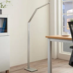 Lucande LED-gulvlampe Nicano, grå, metal, CCT, 125 cm
