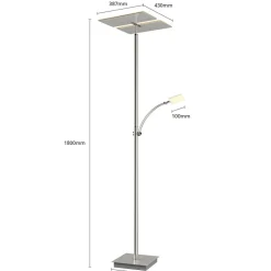Lucande LED-gulvlampe Parthena, nikkel, metal, 180 cm