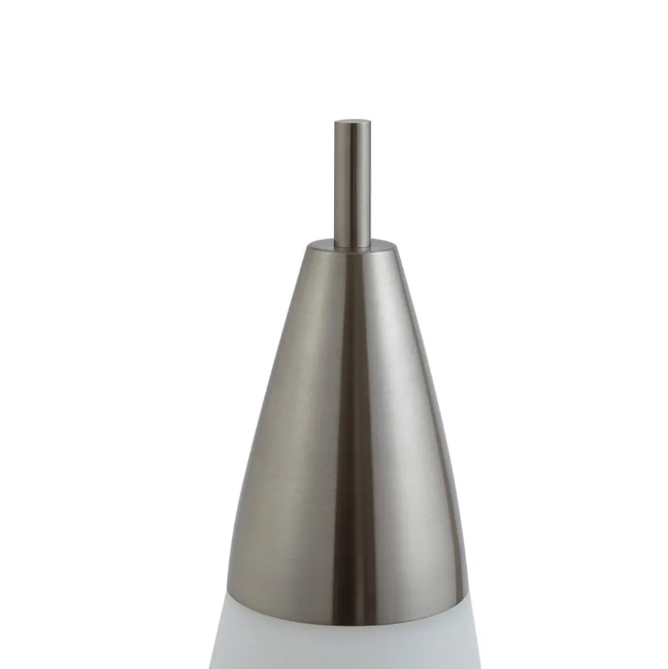 Lucande LED-gulvlampe Tarell, hvid/nikkel, 146 cm, dæmpbar