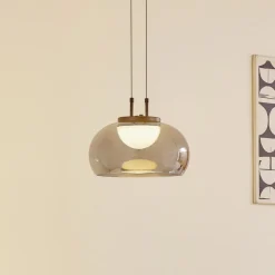 Lucande LED-hængelampe Dain, 1 lyskilde, røggrå, glas